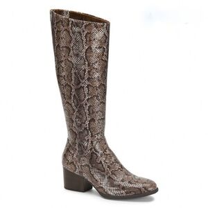 Born Audriana Brown Snakeskin‎ Animal Print Tall Boot